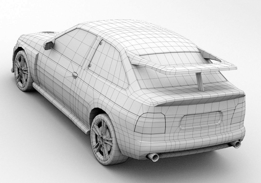 Compact car Low-poly 3D model_4