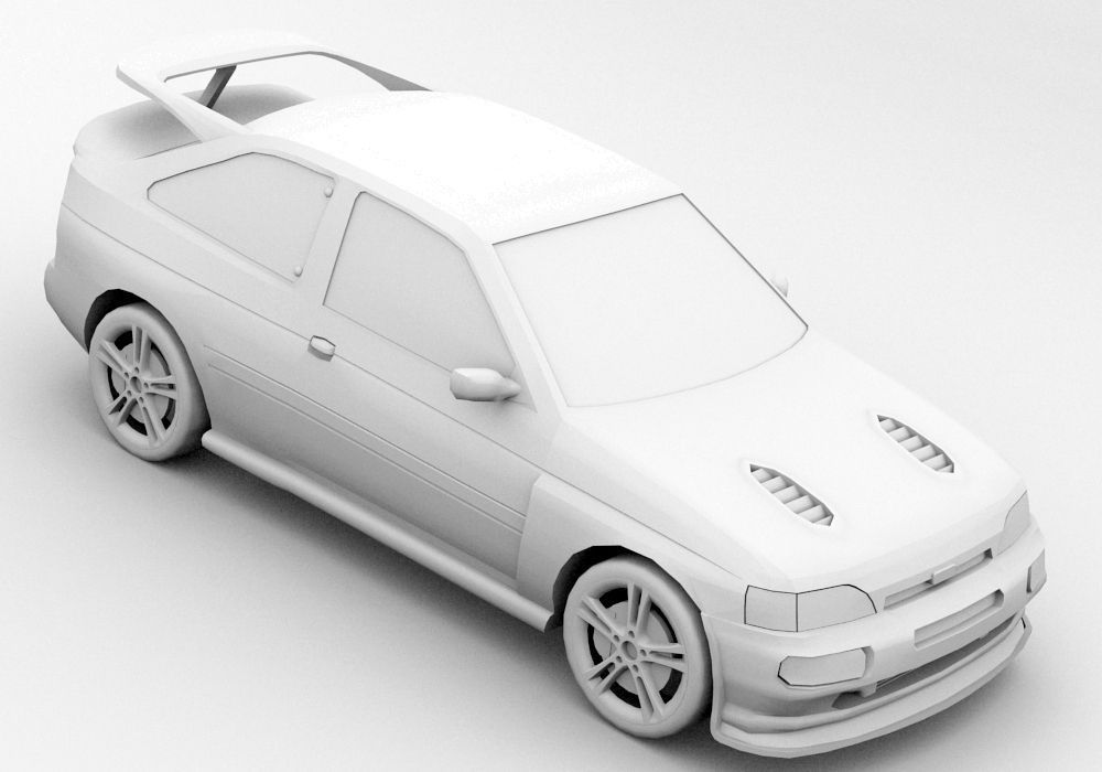 Compact car Low-poly 3D model_2