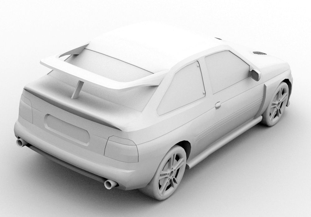 Compact car Low-poly 3D model_3
