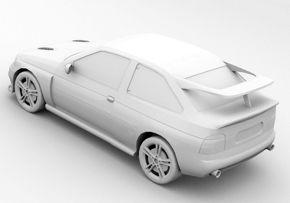 Compact car Low-poly 3D model_1