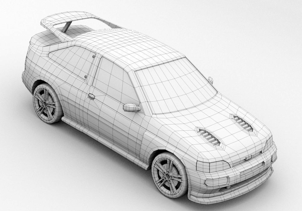 Compact car Low-poly 3D model_5