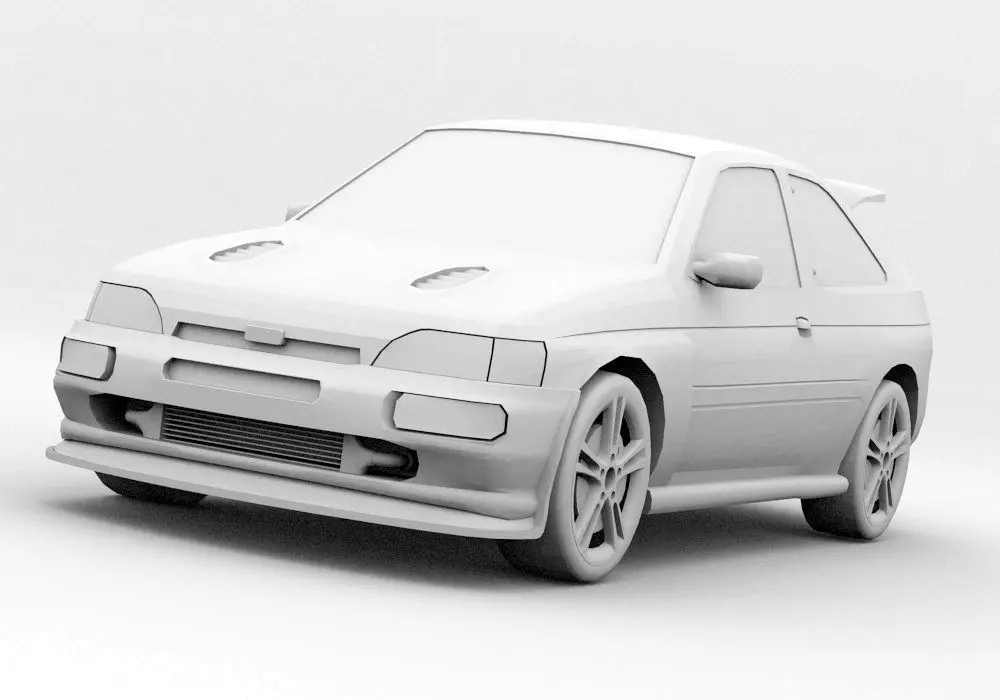 Compact car Low-poly 3D model_0