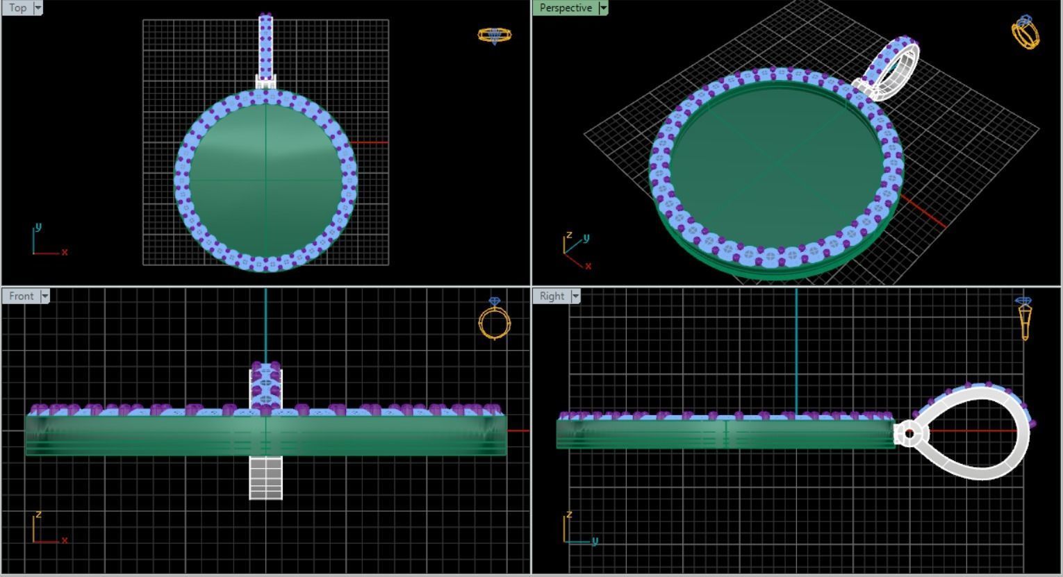 Picture Pendant 1inch 4 pointers 3D print model_1
