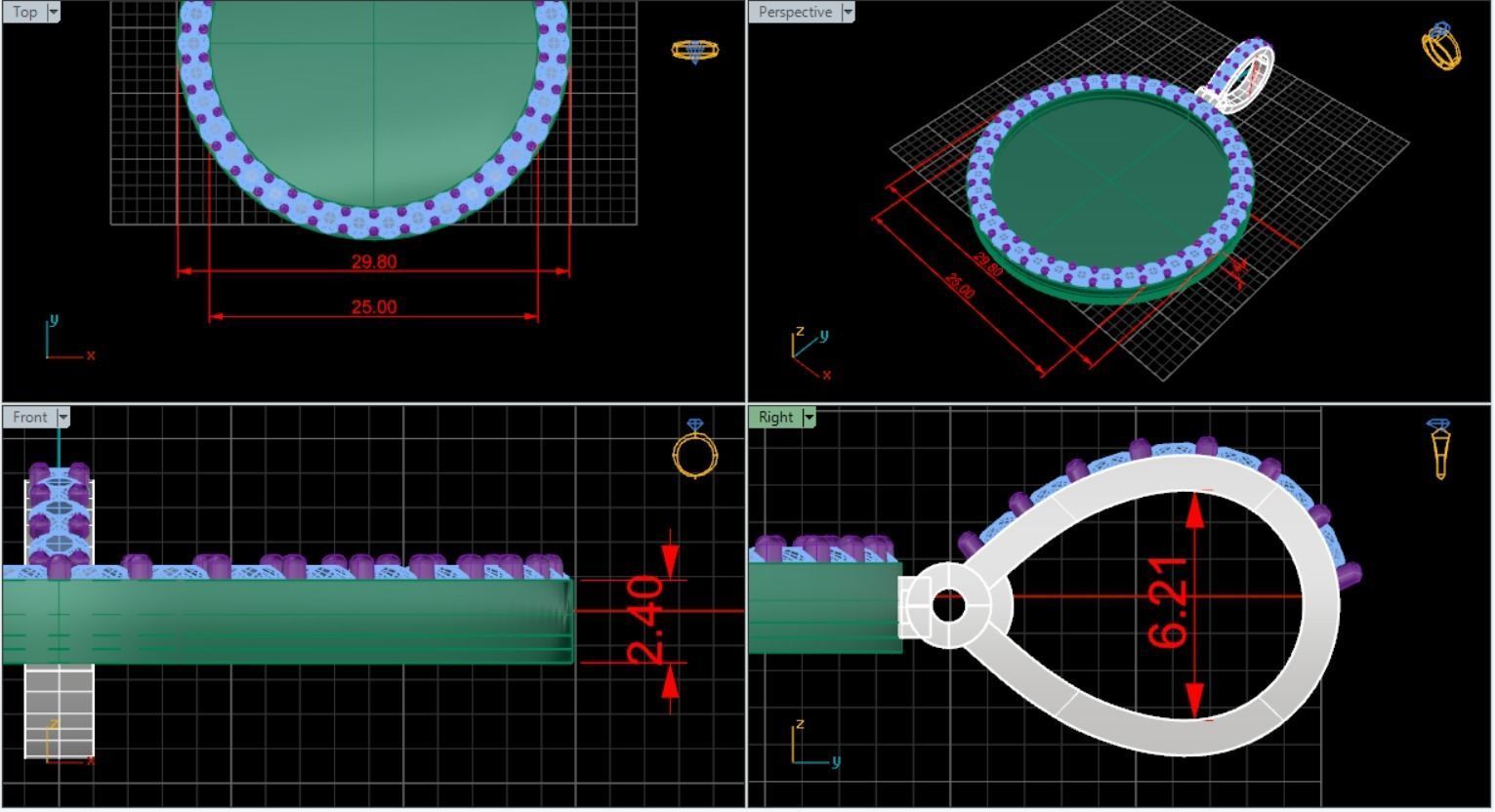 Picture Pendant 1inch 4 pointers 3D print model_2