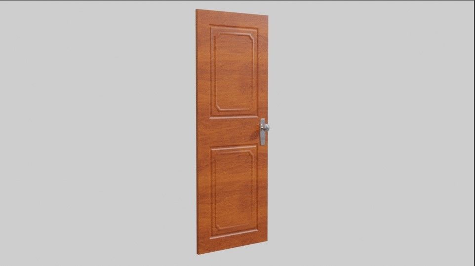 Wooden Door - Porta de Madeira Low-poly 3D model_3