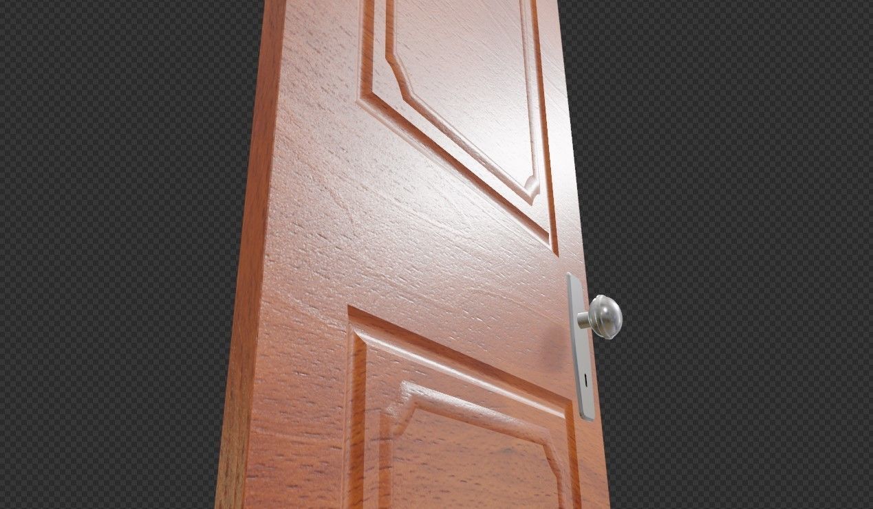 Wooden Door - Porta de Madeira Low-poly 3D model_7