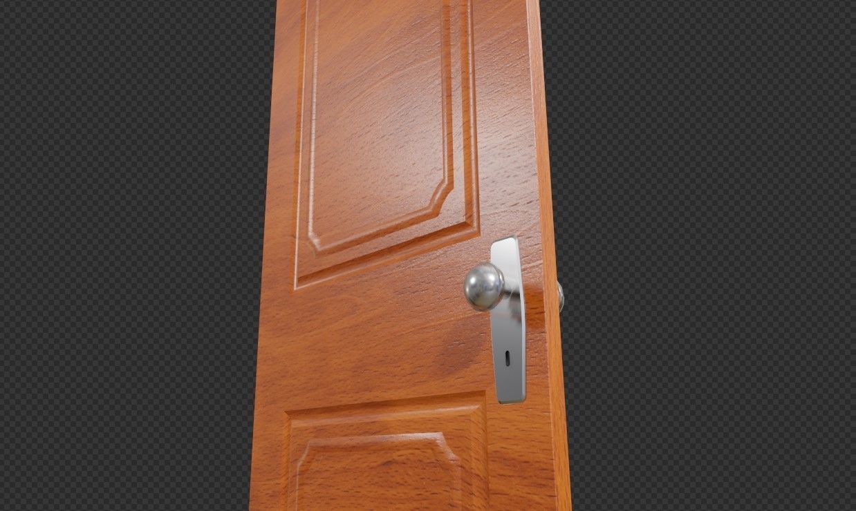 Wooden Door - Porta de Madeira Low-poly 3D model_1