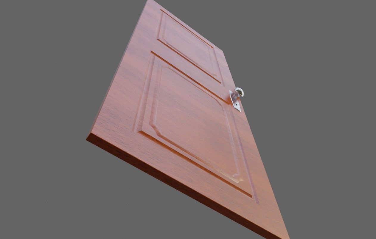 Wooden Door - Porta de Madeira Low-poly 3D model_4