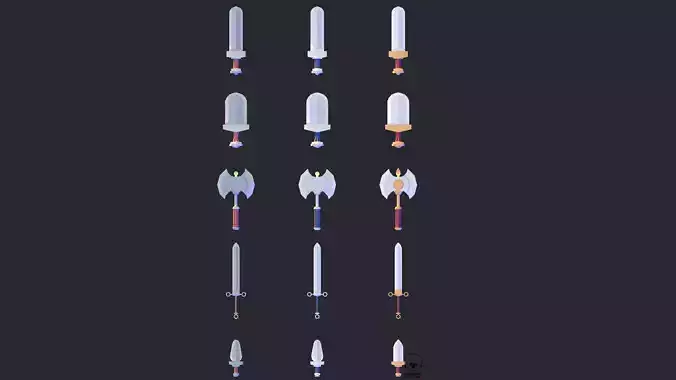 Cartoon Medieval melee weapons ultimate pack for games   kit