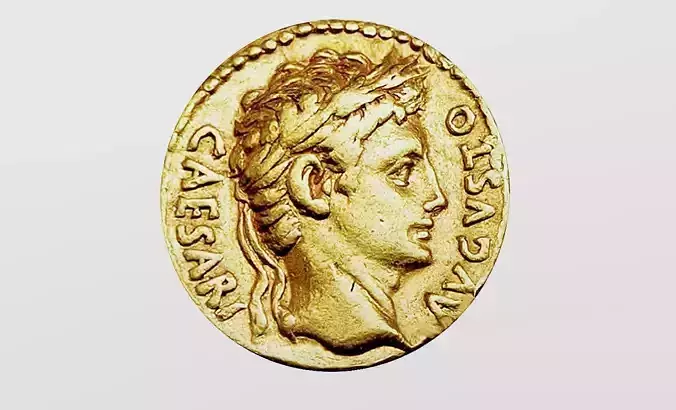 Roman Empire Gold Coin Low-poly 3D model