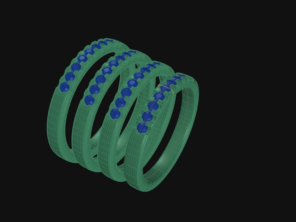 9 Diamonds Ring - 4 sizes 3D print model_2
