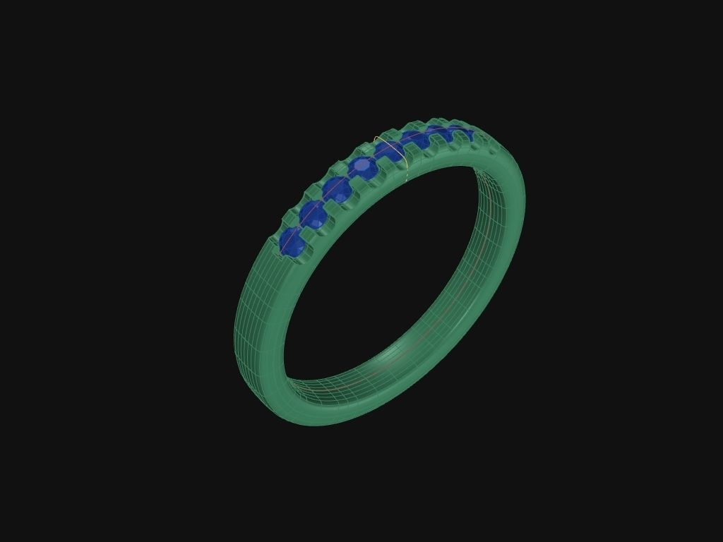 9 Diamonds Ring - 4 sizes 3D print model_4