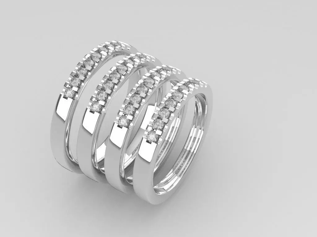 9 Diamonds Ring - 4 sizes 3D print model_0