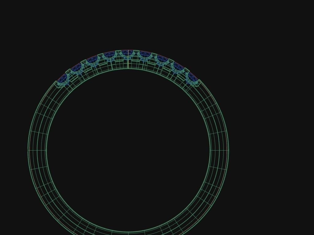 9 Diamonds Ring - 4 sizes 3D print model_3