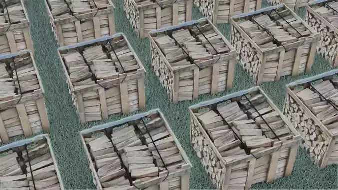 wood heaps array - scanned 3D model