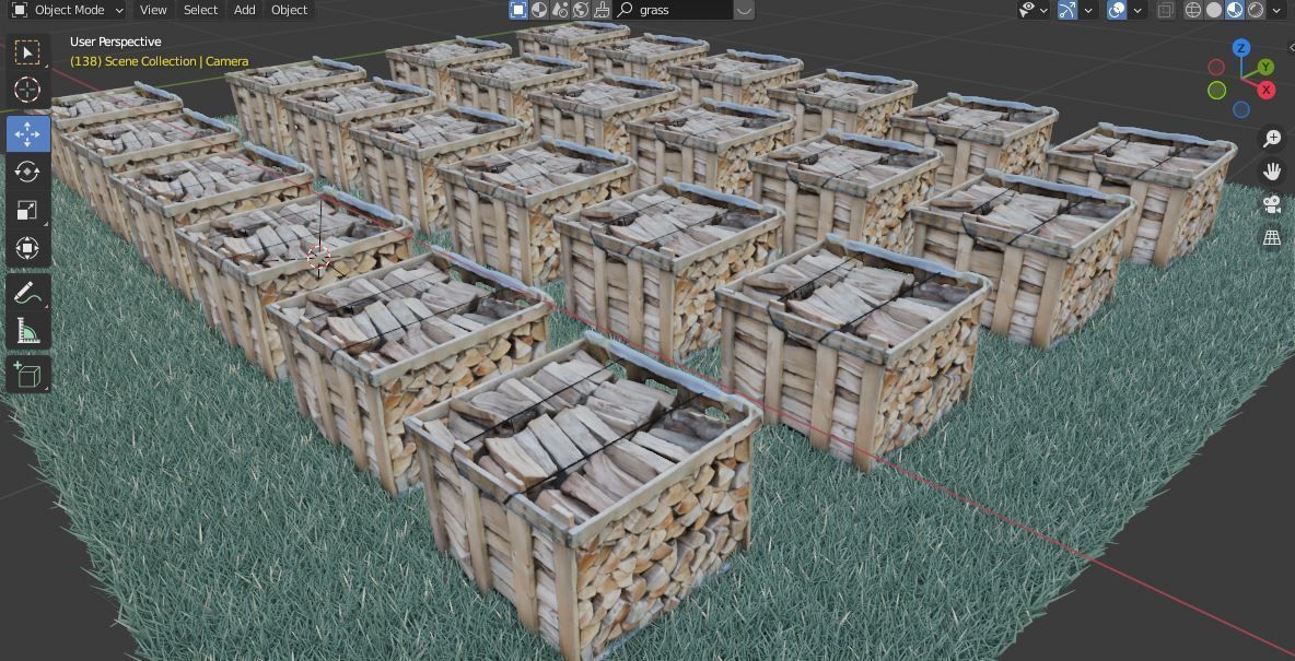 wood heaps array - scanned 3D model_1