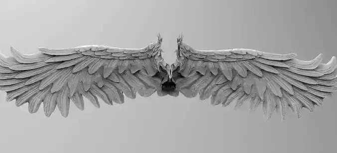 Angel wings Stylized Wide with UVs 3D model