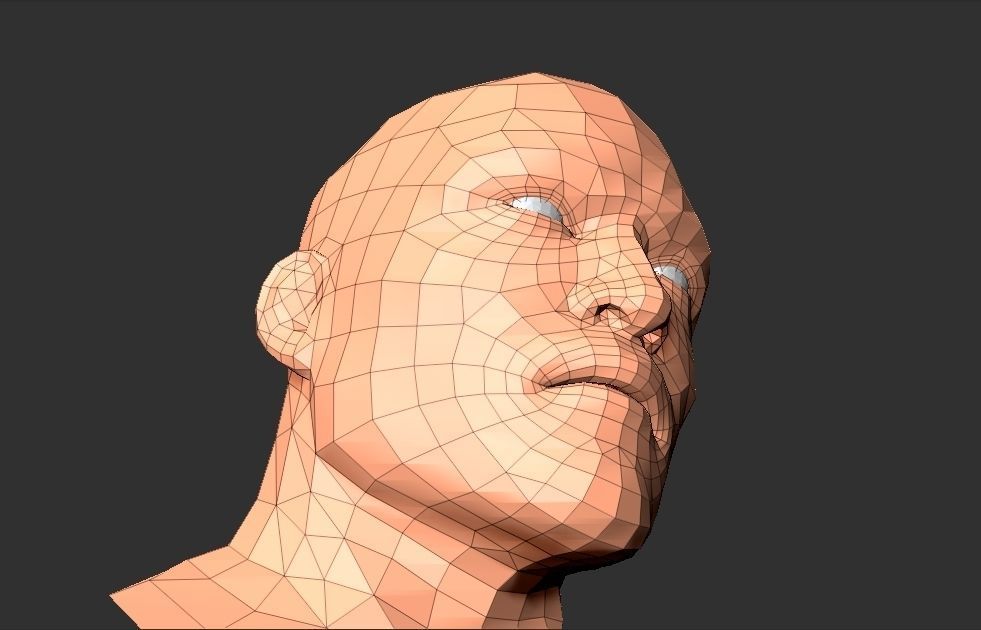 Human male face Low-poly 3D model_5