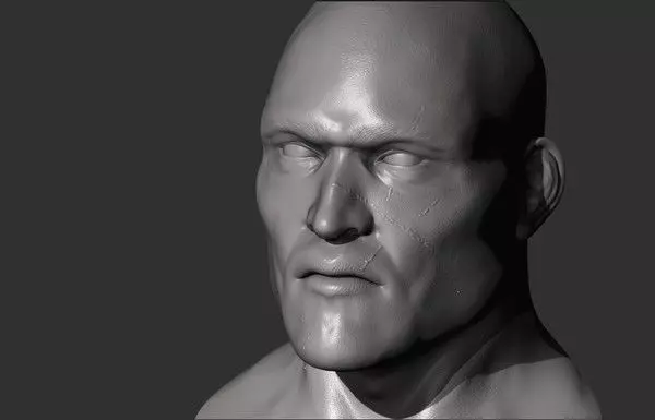 Human male face Low-poly 3D model_0