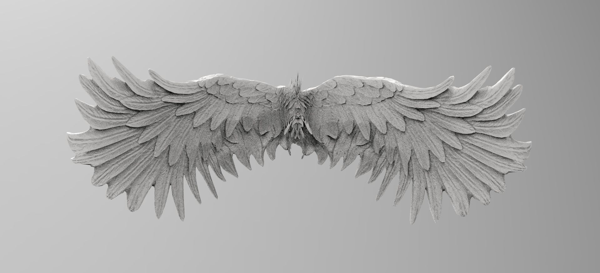 Angel wings Stylized features out with UVs 3D model_1