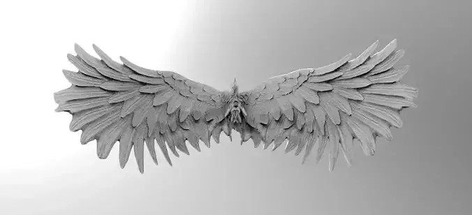 Angel wings Stylized features out with UVs 3D model