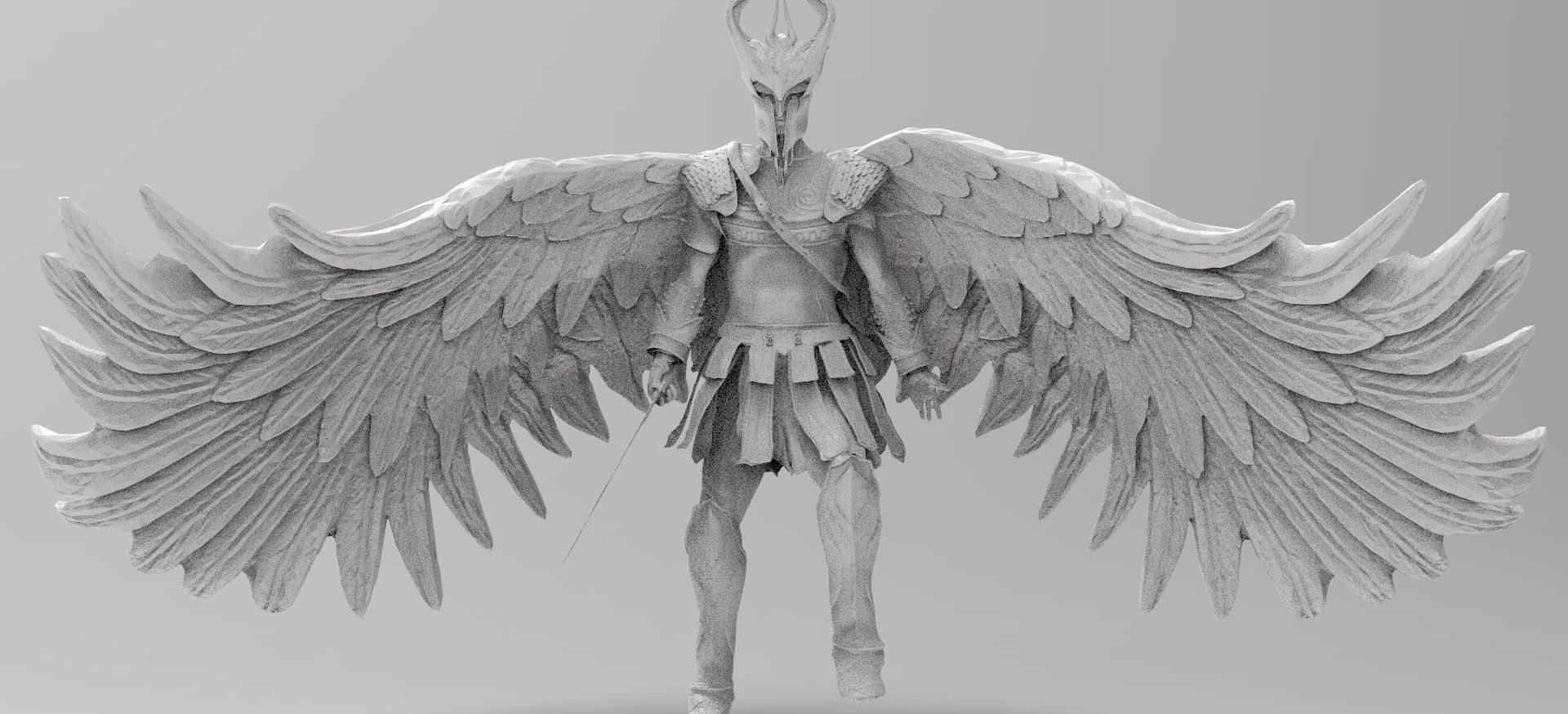 Angel warrior Full wings wide open 3D model_1