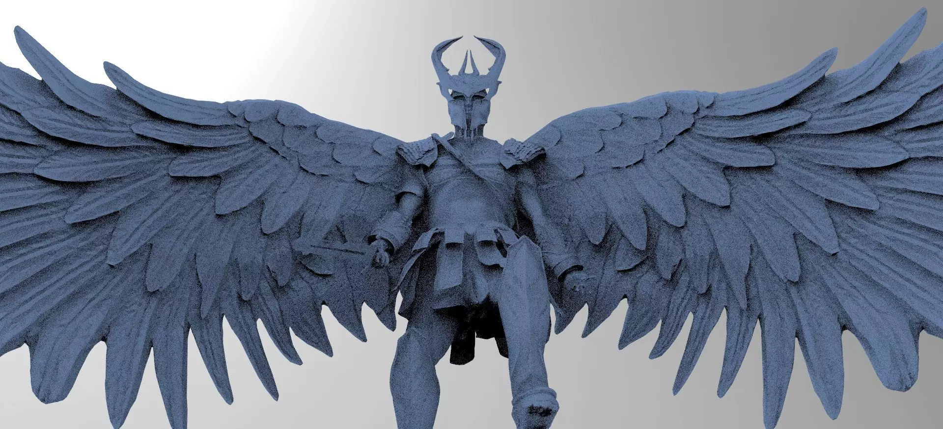 Angel warrior Full wings wide open 3D model_0