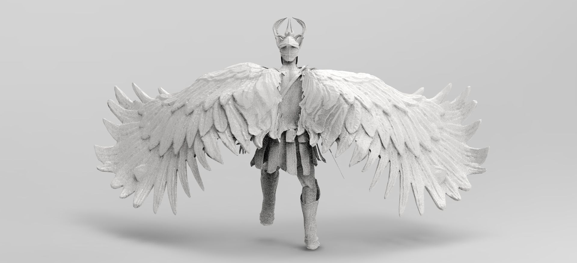 Angel warrior Full wings wide open 3D model_2