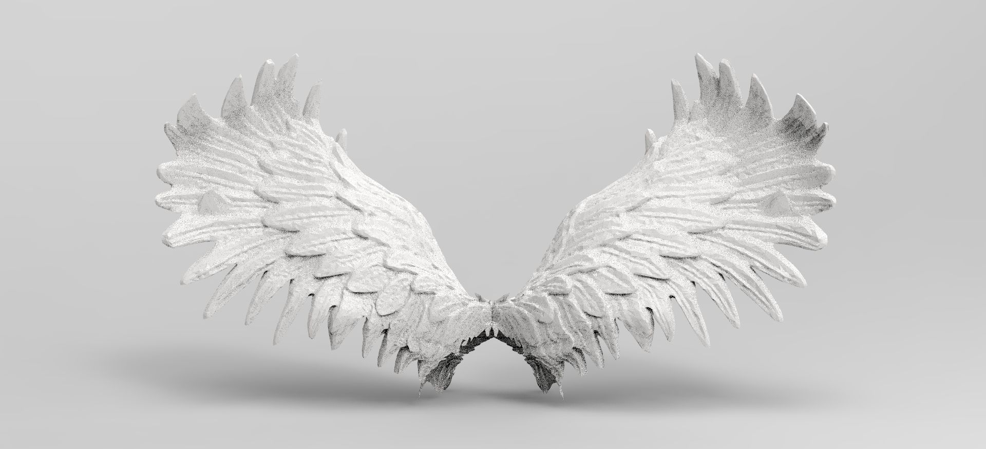 Angel wings Stylized upwards with UVs 3D model_1