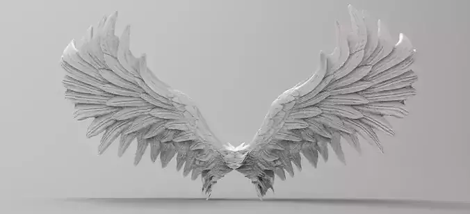 Angel wings Stylized upwards with UVs 3D model