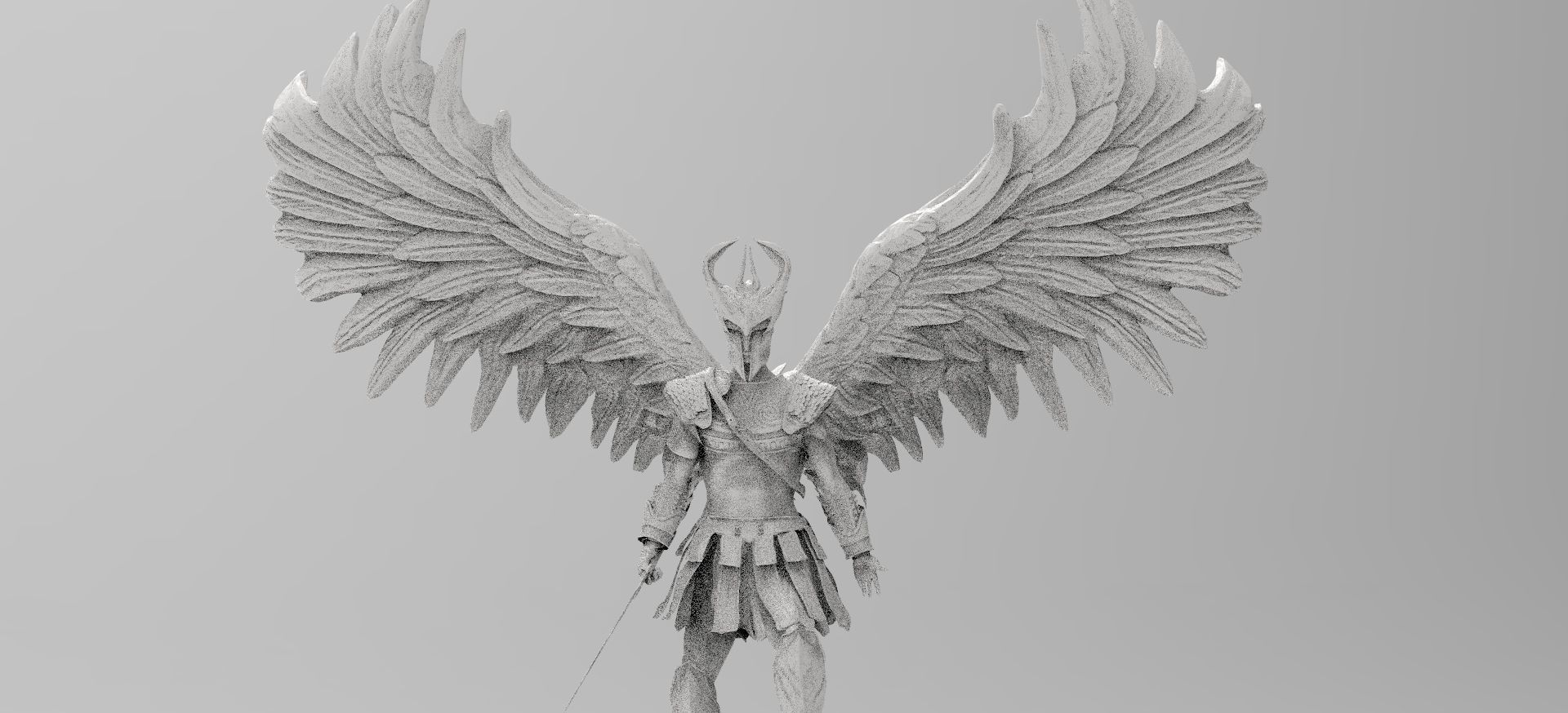 Angel warrior Stylized wings upwards  3D model_1