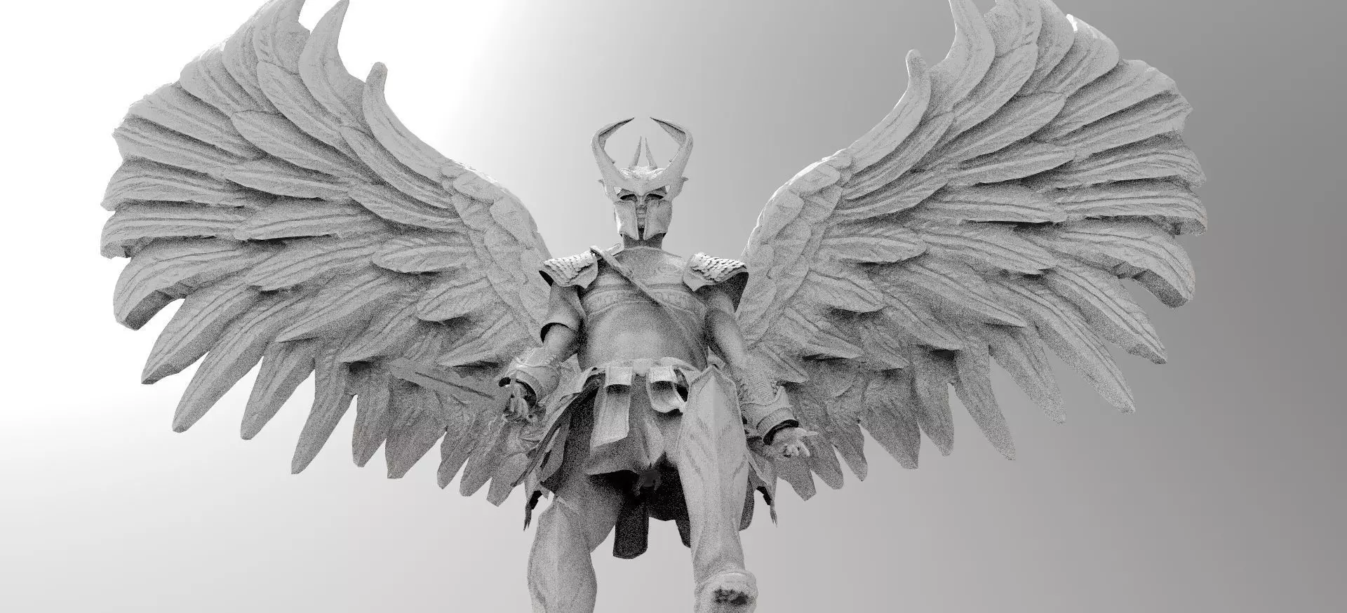 Angel warrior Stylized wings upwards  3D model_0