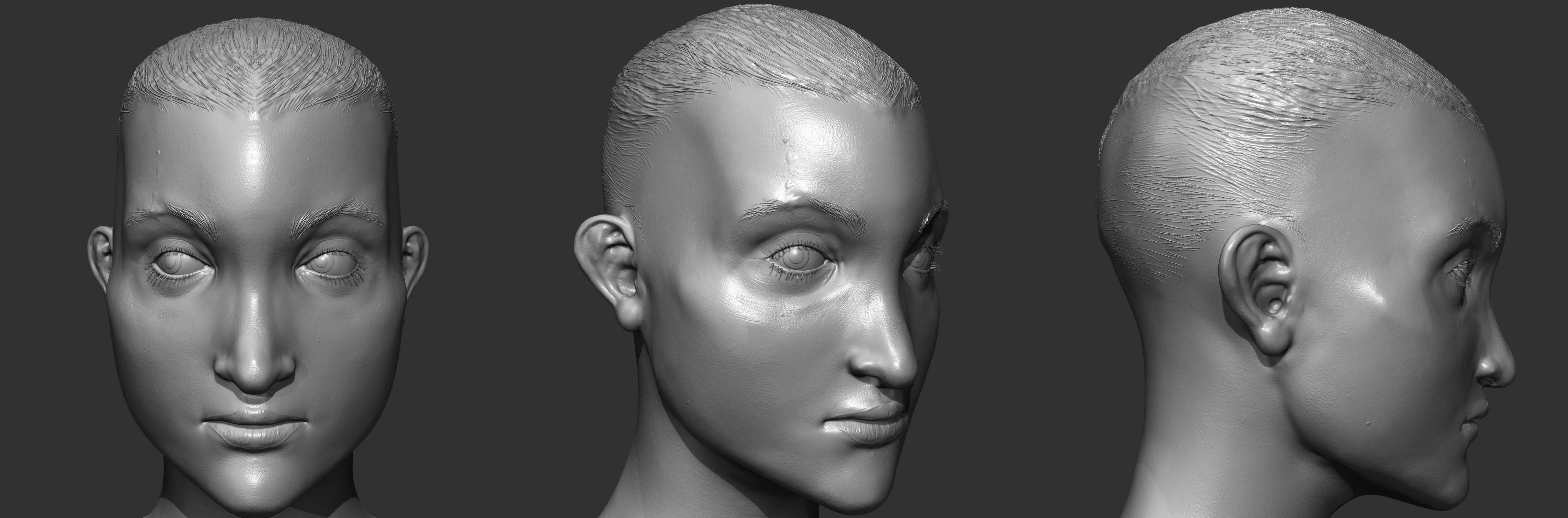 Female Head Low-poly 3D model_0