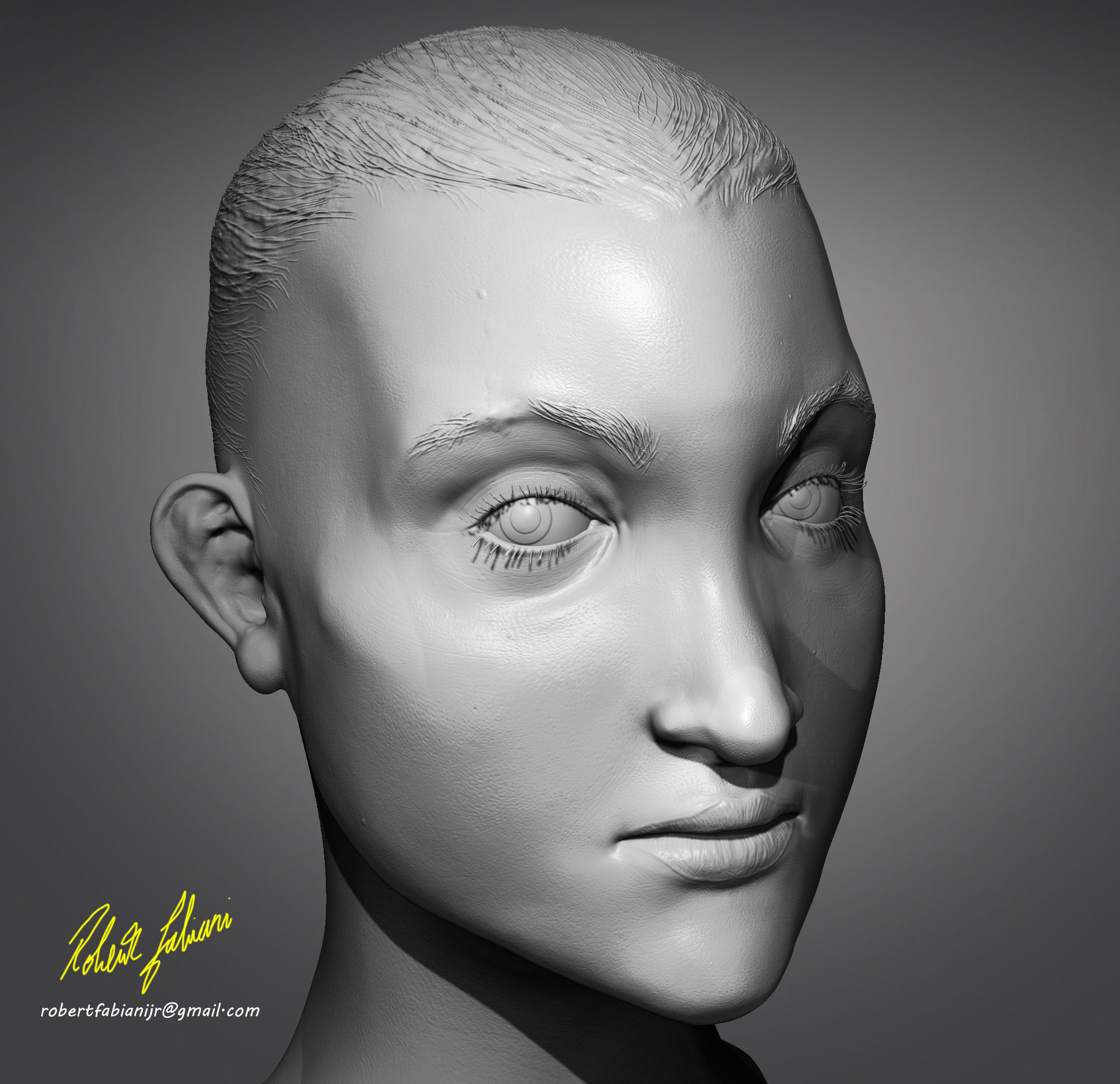 Female Head Low-poly 3D model_1