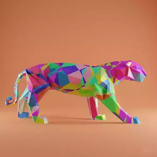 Pantera Origami 3D - shaded gray lowpoly Free 3D model