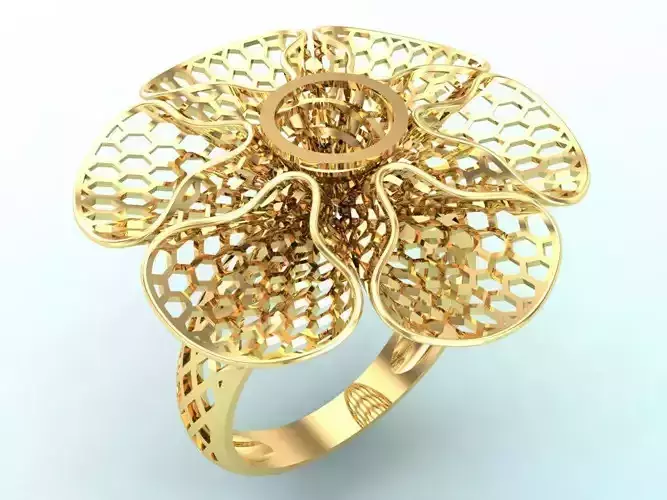  Mesh flower ring - Italian rings - Womens Rings - N6173 3D print model