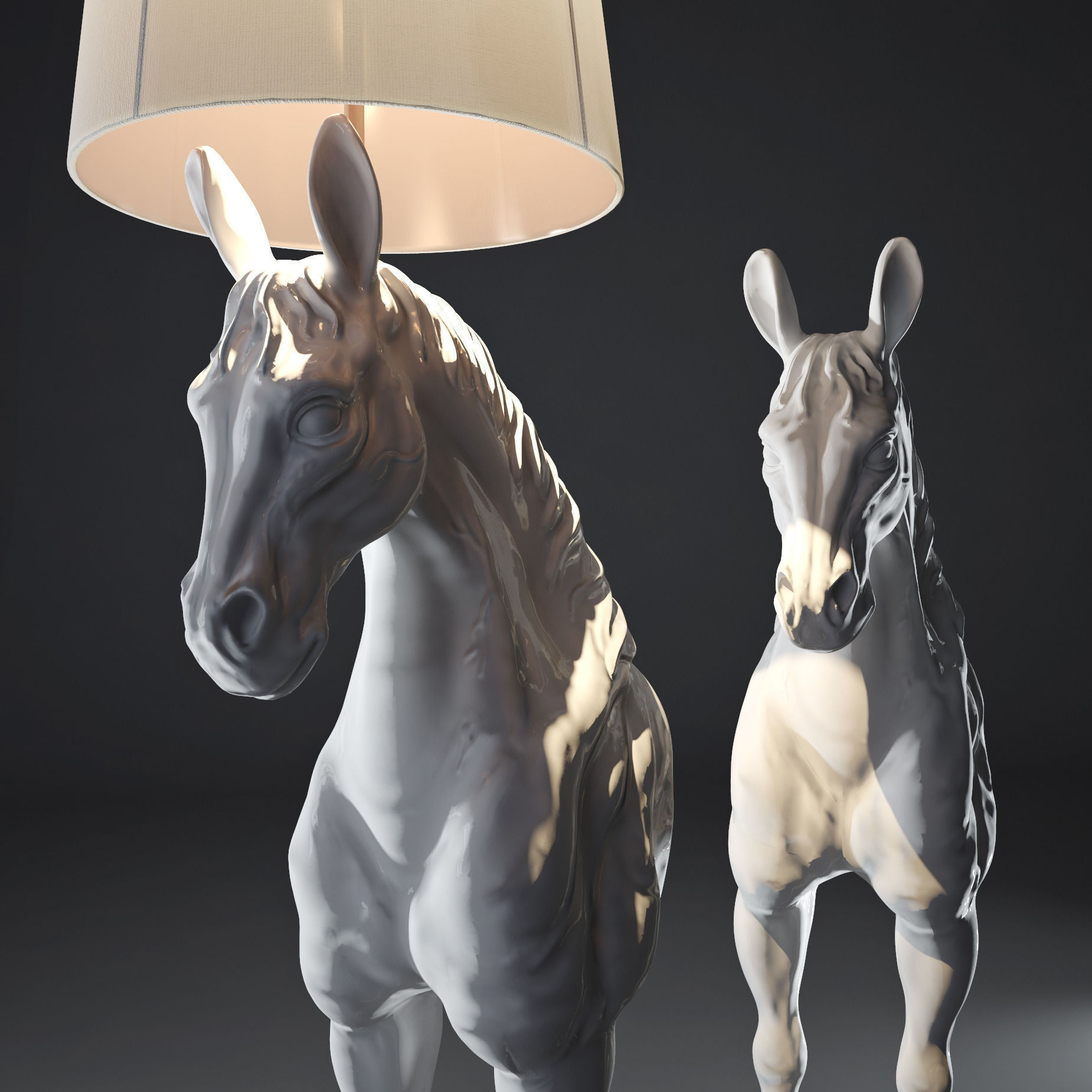 White horse Lamp 3D model_1