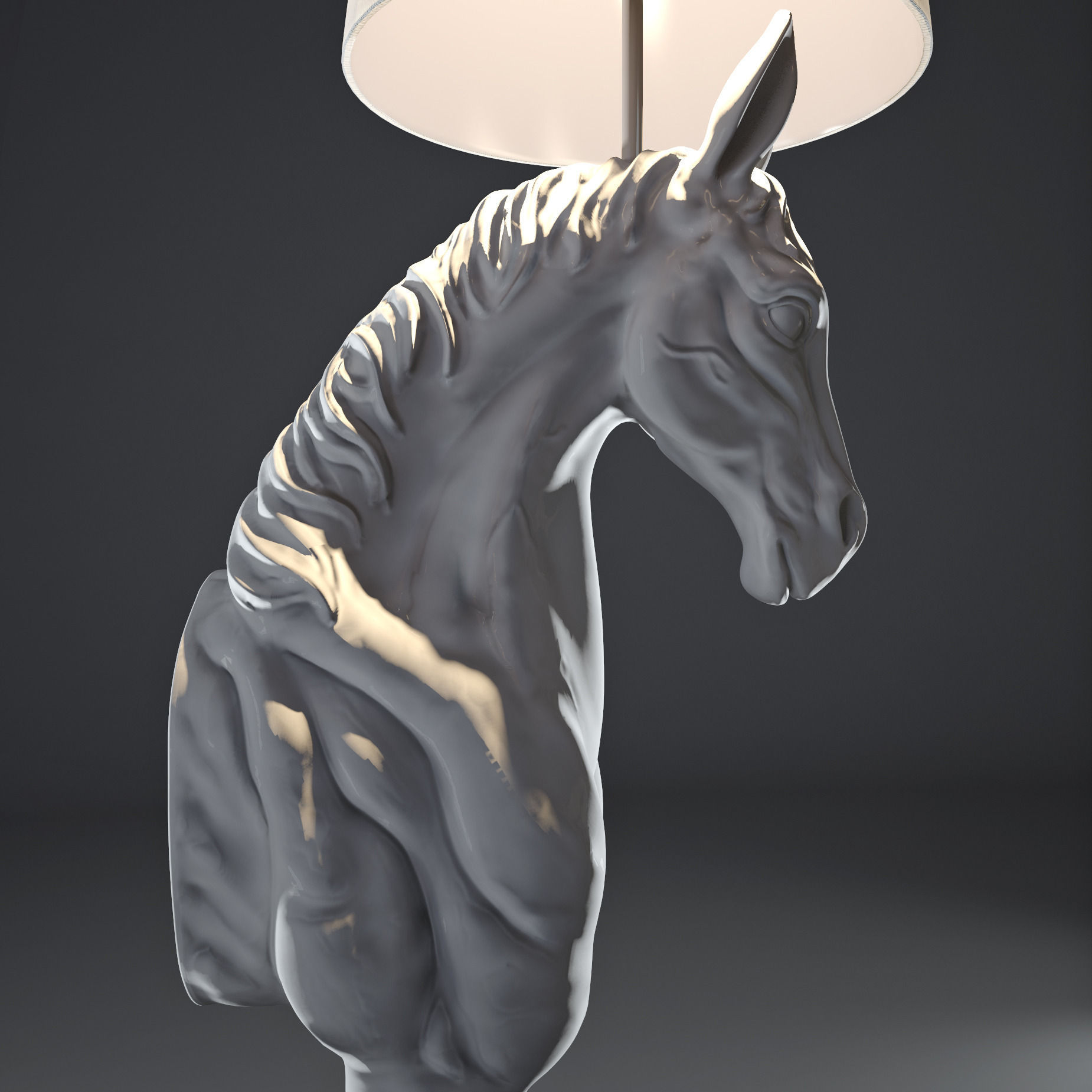 White horse Lamp 3D model_3