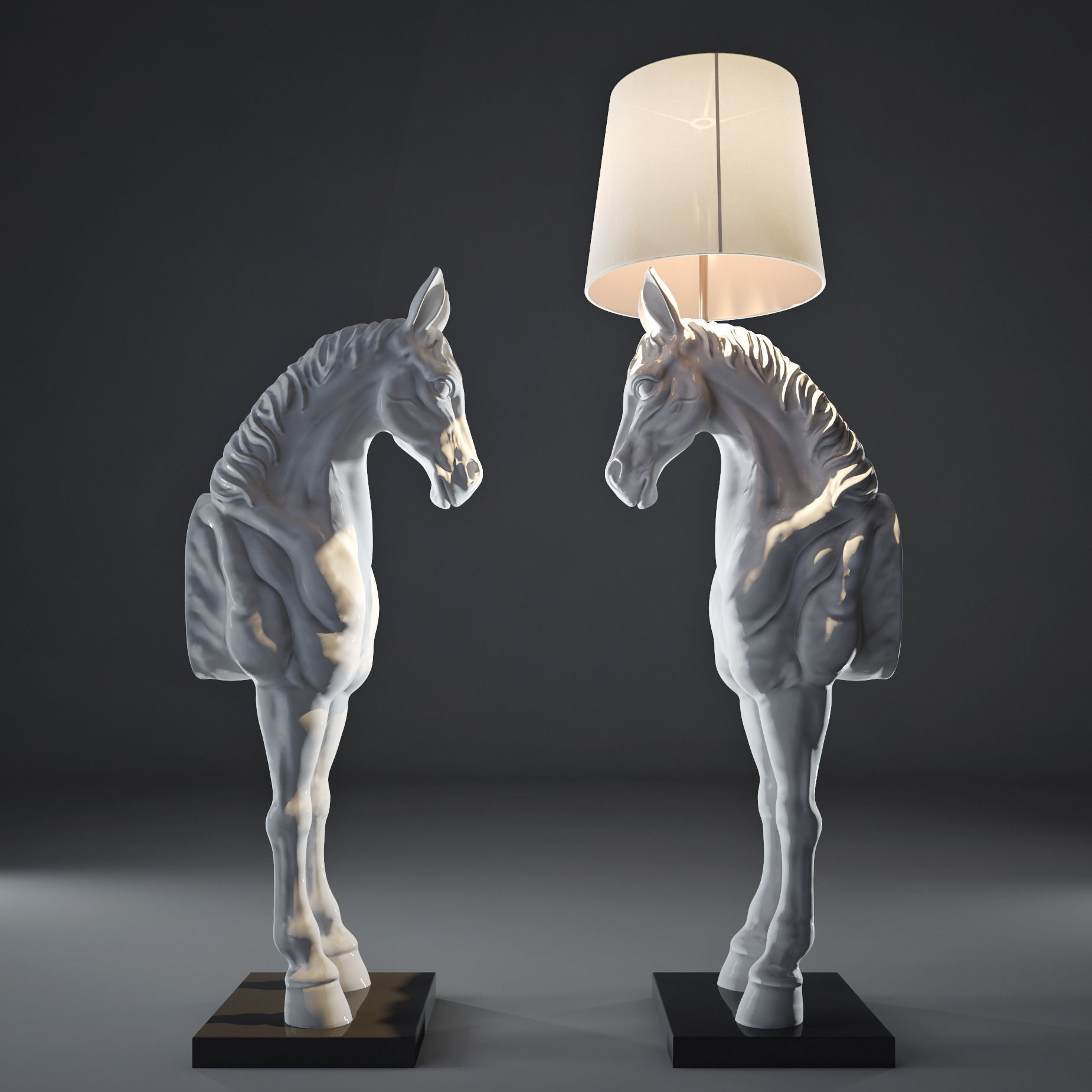 White horse Lamp 3D model_5