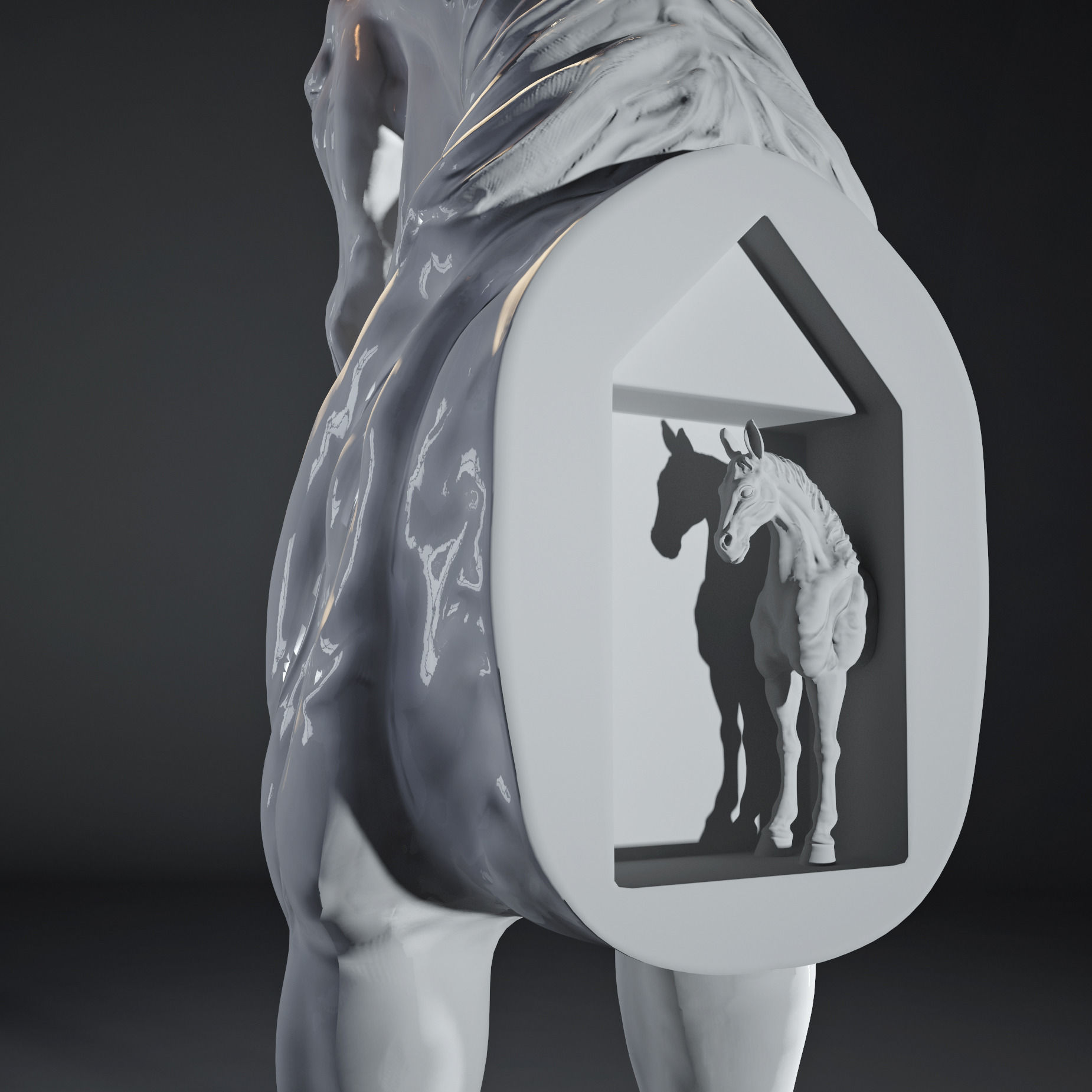 White horse Lamp 3D model_9