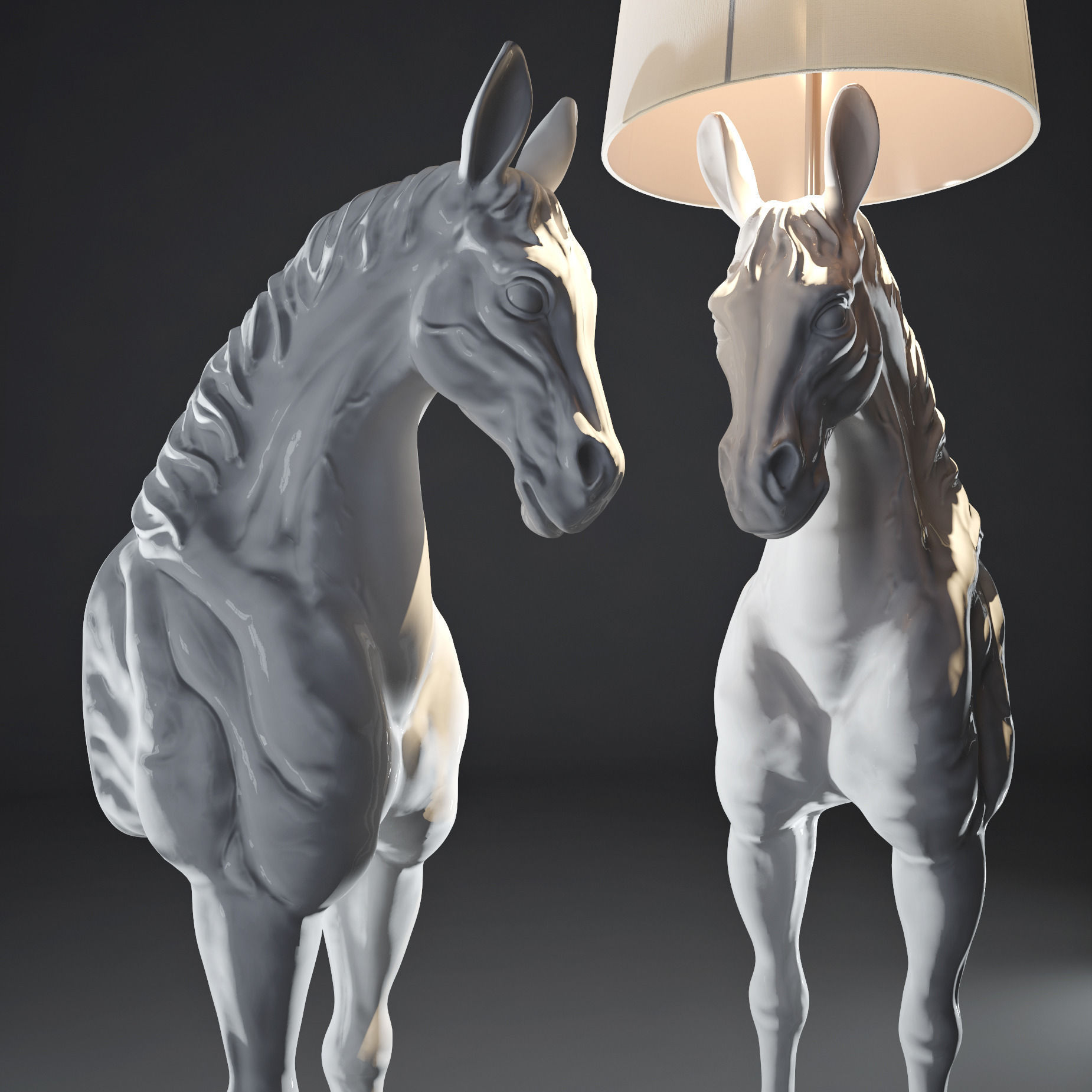 White horse Lamp 3D model_7