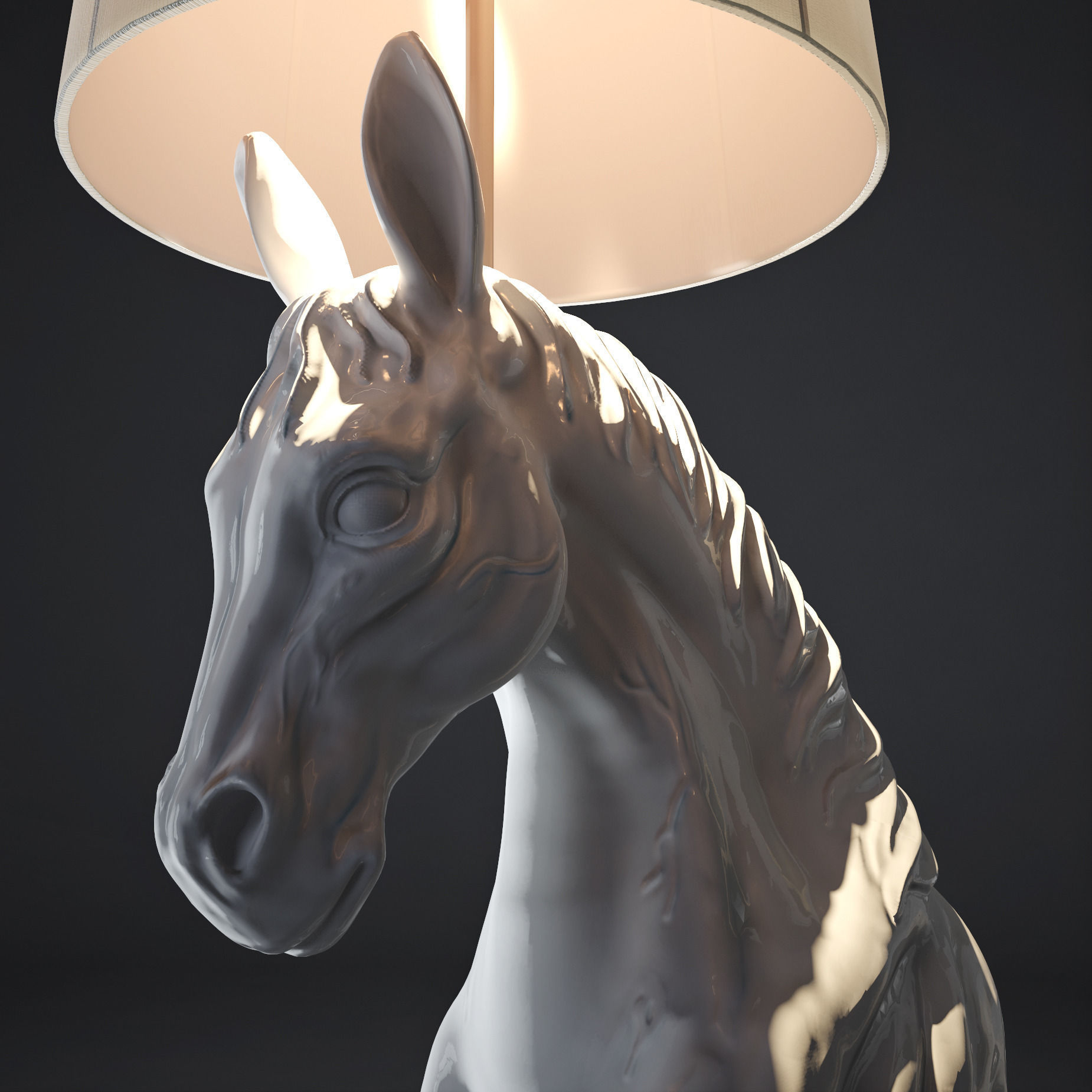 White horse Lamp 3D model_6