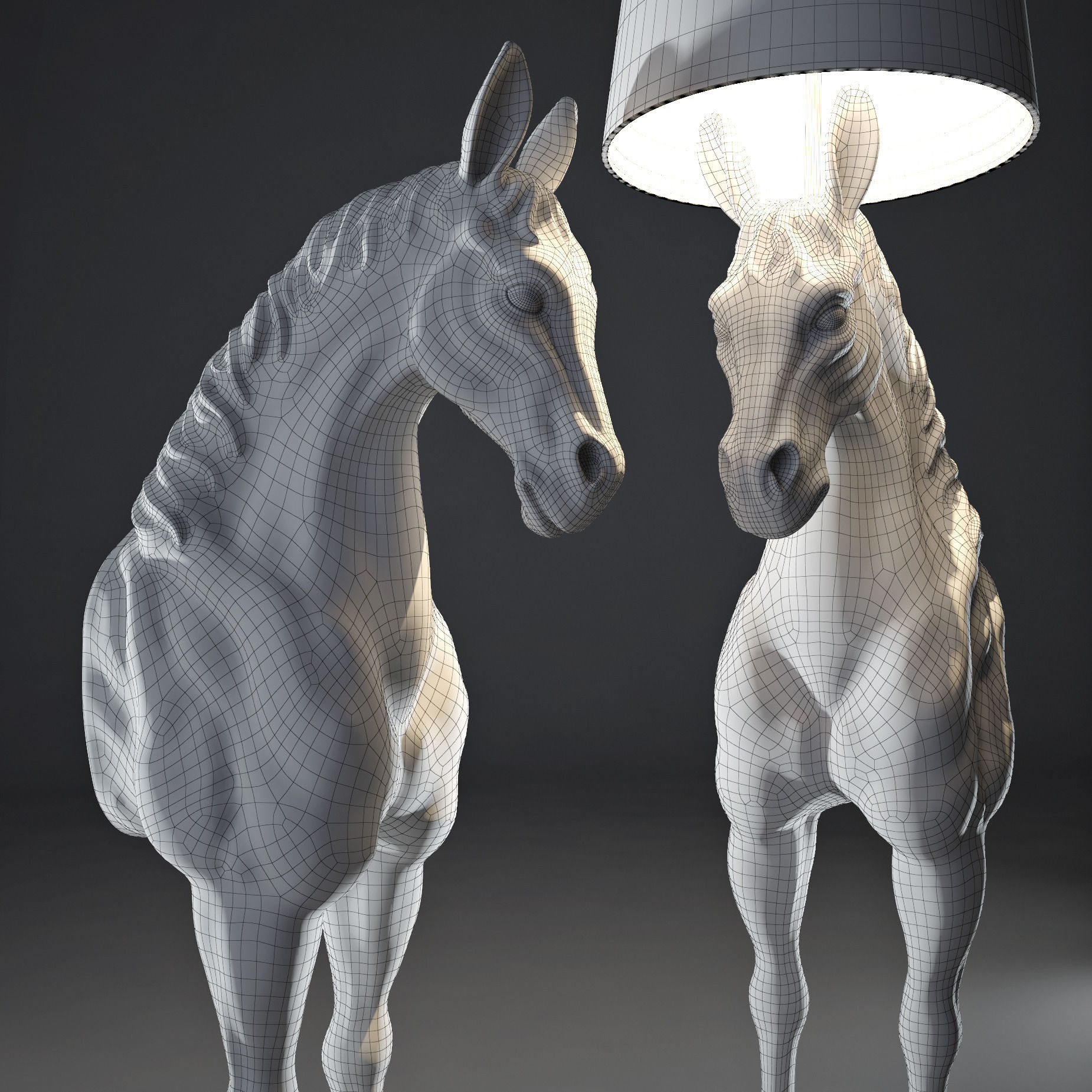 White horse Lamp 3D model_11