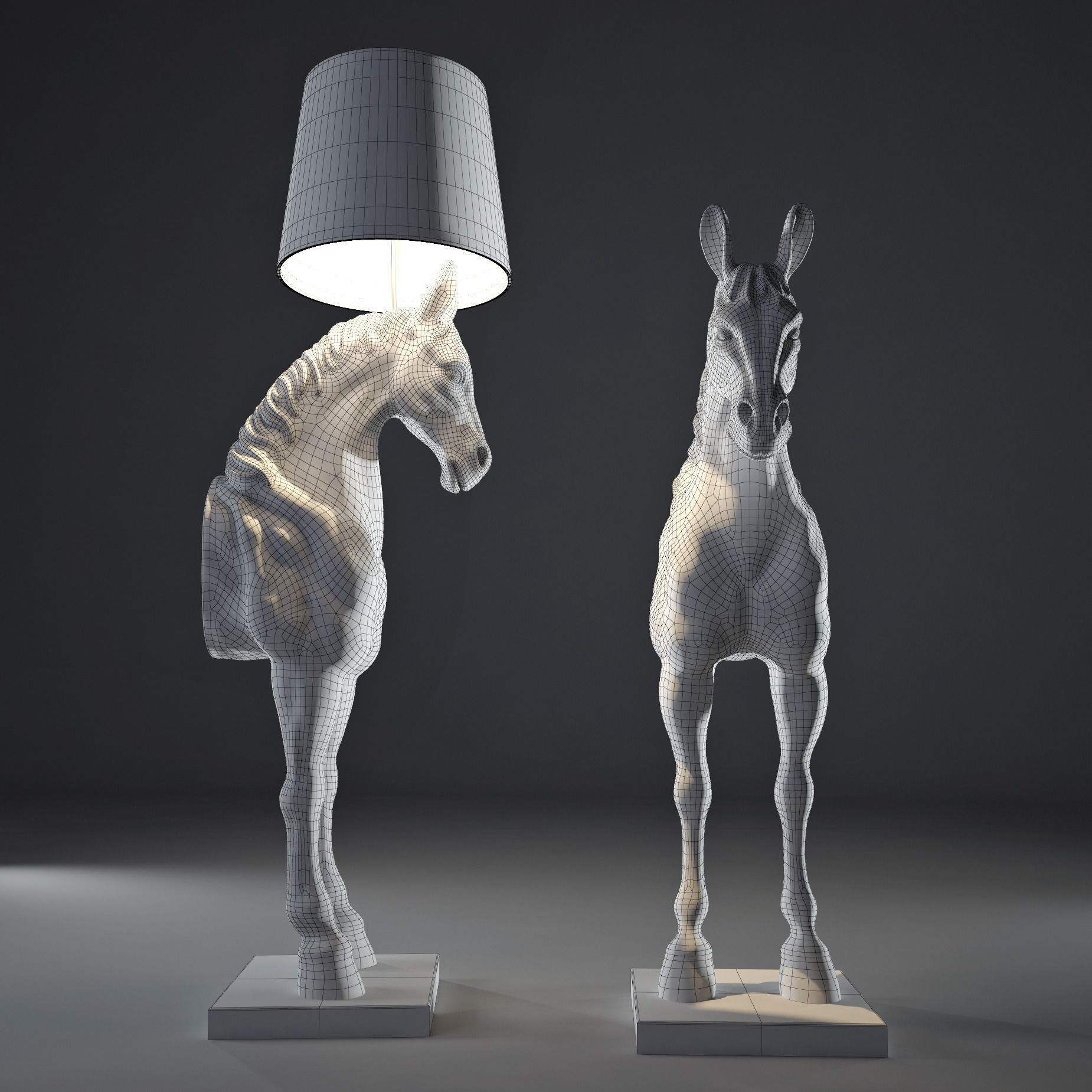 White horse Lamp 3D model_10