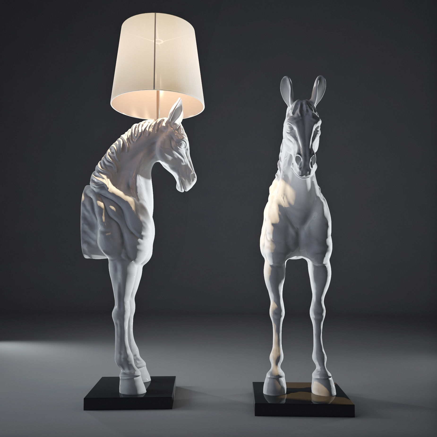 White horse Lamp 3D model_2