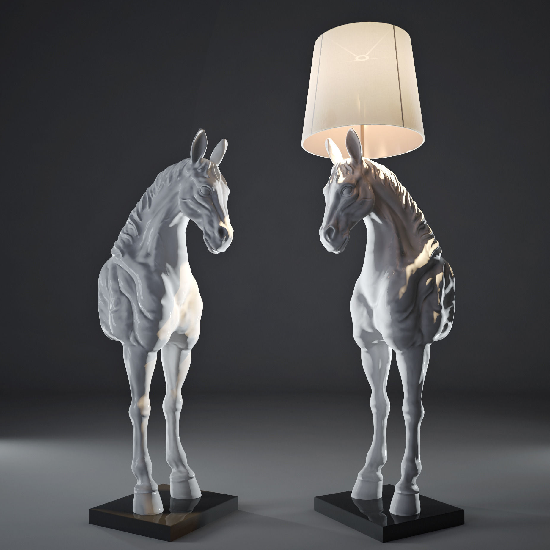 White horse Lamp 3D model_4