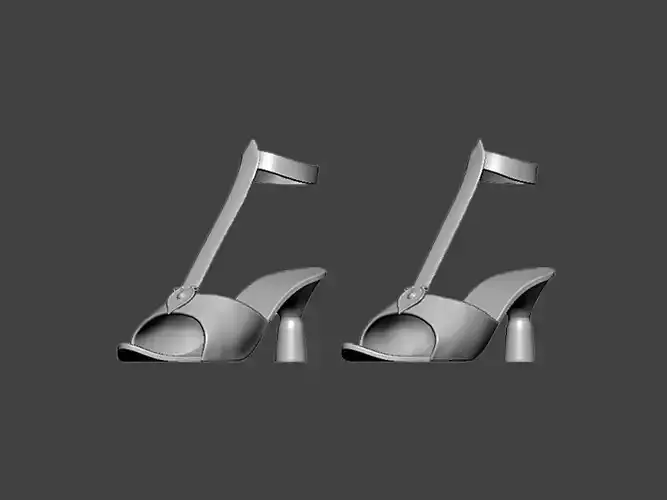 3D Model-SHOES0003 silver high heeled shoe 3D print model
