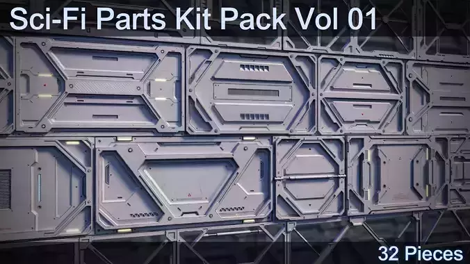 Sci-Fi Parts Kit Pack Vol 1-PBR Low-poly 3D model