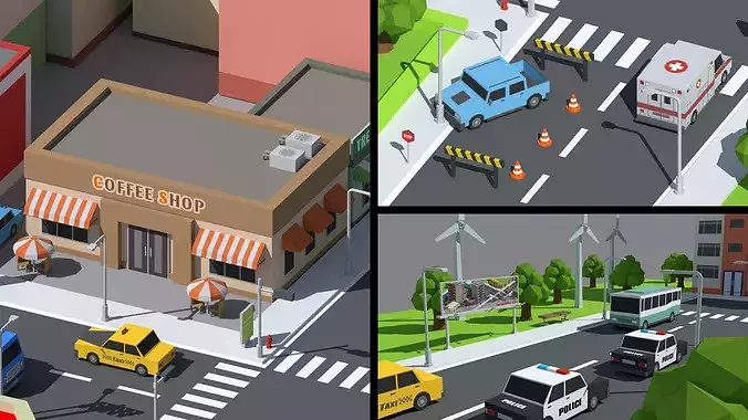 SimplePoly City - Low Poly Assets Low-poly 3D model 6