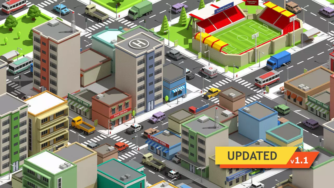 SimplePoly City - Low Poly Assets Low-poly 3D model_0